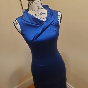 New w/o tags Karen Millen, Fold-detail Satin Dress Blue